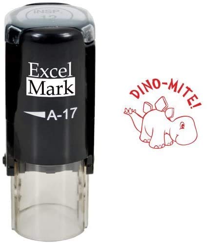 Round Teacher Stamp - Dino-Mite! - Red Ink #TOP1