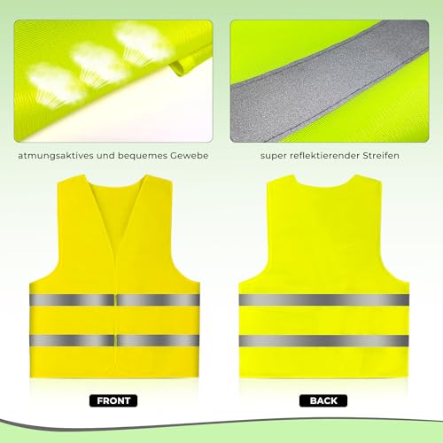 Brovamo Warnwesten Auto-Warnwesten Auto 5er-Warnweste Auto-Warnweste alle Größen-Warnweste Kinder-Warnweste Auto-Sicherheitswesten (5)
