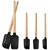 shuielai Silicone Spatula Set 5PCS Non-Stick,Ergonomic Wooden Handle, 600°F Heat Resistant - Food Grade Tools for Baking, Mixing, Frosting,Kitchen Cooking