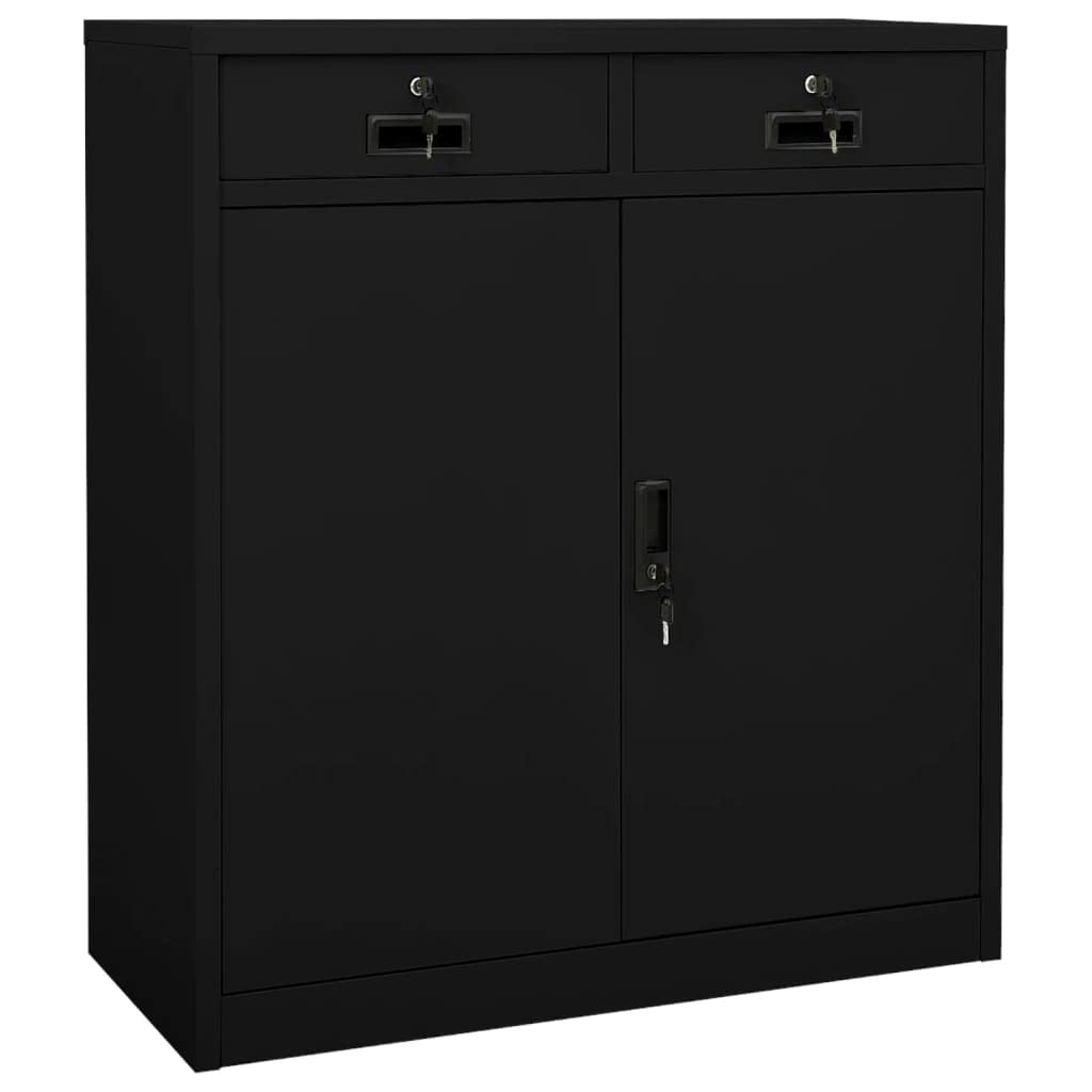 Armadio da ufficio, autoportante, in metallo, per aziende, ufficio, scuola, nero, 90 x 40 x 102 cm
