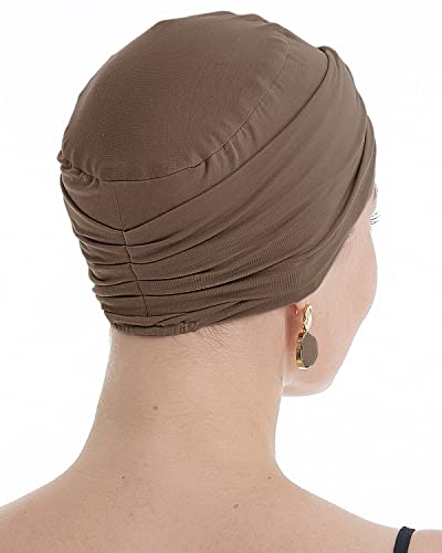 Osvyo Bamboo Soft Chemo Headwear Beanie Cap For Women Hair Loss- Hats For Cancer Handmade Light Brown #TOP3