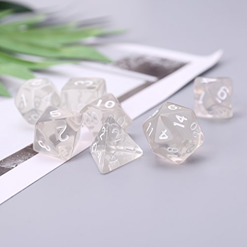 OTGO 7Pcs/Set Portable D4-D20 Clear Polyhedral Dice Set Table Gaming Dice - Thumbnail 4