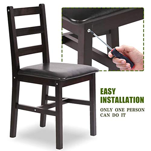 Fdw Kitchen Table And Chairs For 4 Dining Room Table Set,Wood Elegant Kitchen Sets For Small Space,Dark Brown #TOP5