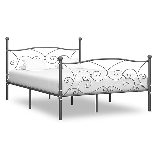 cama matrimonio completa vidaXL Estructura de Cama Dormitorio Base Matrimonio Completa Armazón Adulto Adolescente Listones Soporte Interiores de Metal Gris 200x200cm