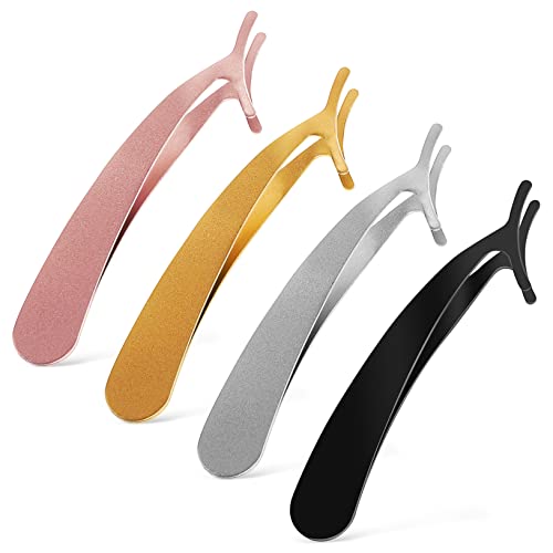 Ipetboom 4pezzi Pinzetta per Ciglia Finte in Acciaio Inox Strumento Applicatore per Ciglia Finte Pinzetta per Rimozione e Applicazione