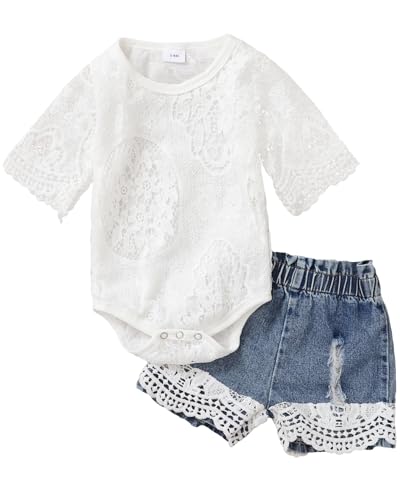 Image of Baby Girl Clothes Outfits Toddler Infant Baby Romper Top+Jeans Clothing Set