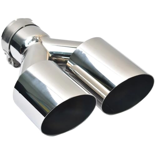 Escape trasero coche silenciador doble universal punta acero inoxidable brillante en ángulo
