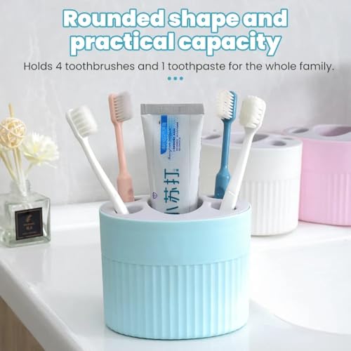 Image of DOOMSDAY 4 Toothbrush, 1 Toothpaste Organizer Caddy - Multipurpose Bathroom Storage Rack for Family Use - Waterproof, No-Drill Installation, Modern Design Holder for Bathroom