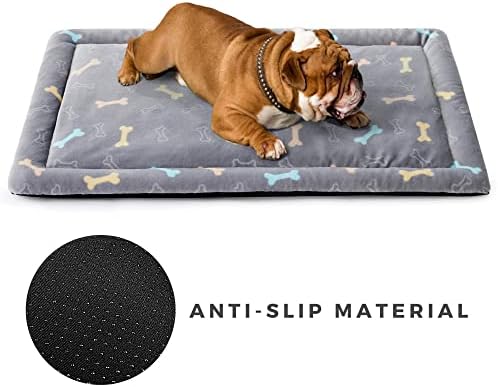 Allisandro Dog Bed Cat Mat 80x60cm Washable Crate Mattress Soft Non Slip Pet Fleece Cushion Pad Grey