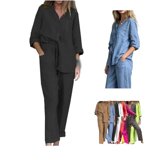 Costume deux pièces pour femme ensemble décontracté coton lin