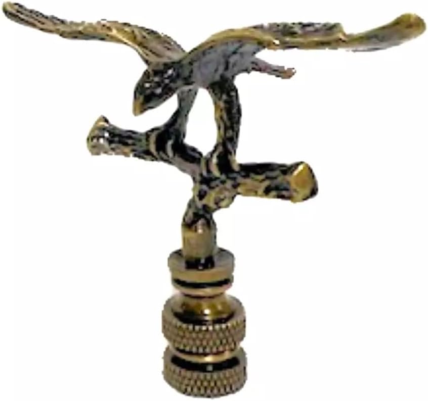 EAGLE ON BRANCH LAMP SHADE FINIAL ANTIQUE BRASS #120