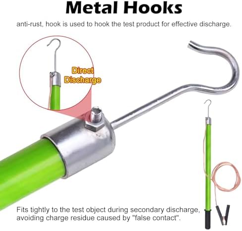 Electrician's Insulated Discharge Rod - 9.8ft Copper Wire, Low Voltage Safety Tool (3ft, 5ft, 6ft, 10ft) for 220KV, Lightweight Green Electric Discharge Stick