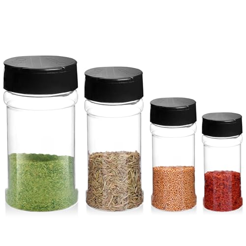 4 Piezas Contenedores de Especias de Plástico, Mini Salero, Dispensador de Plástico, Transparencia Contenedor de Condimentos, Botes Especias para Cocina Almacenaje de Organizador Hierbas