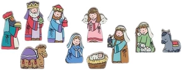 burton+BURTON Child Like Nativity Table Scene Figurine, Set of 10, Holiday Season Decoration