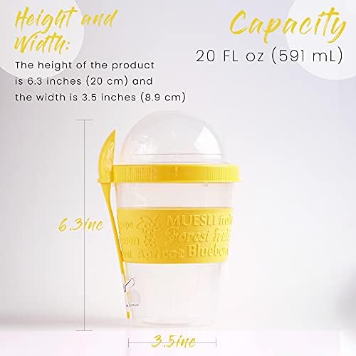 the mask el turko Buybox 20 oz Clear Plastic Parfait Cups with Insert & Dome Lids spoons, Portion Cups, Reusable Snack, Yogurt Cereal Container, Oatmeal Containers Lids, YELLOW