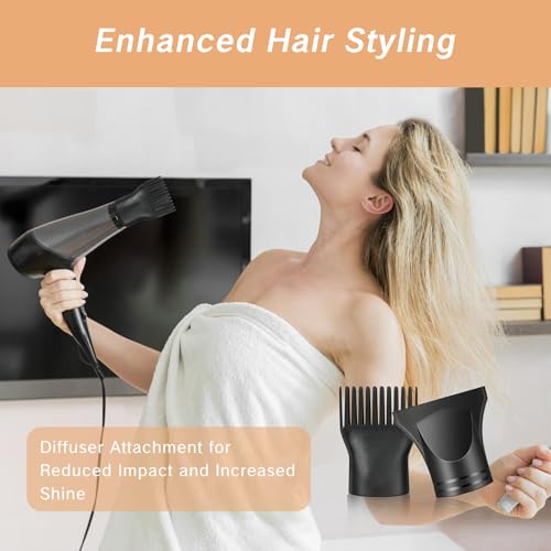 Universal Blow Dryer Comb Attachments: 2 Piece Set - Black Plastic - Salon and Home Use
