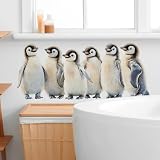 Flaxarne Penguin Scene Watercolor Wall Sticker for Bedroom and Living Room Decor PVC Self-Adhesive Art Decal