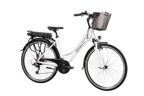 F.lli Schiano E-Ride, Bicicleta Electrica de Trekking, 28', Batería 36V 14.5Ah Extraíble, Motor 250W 40Nm, Bici Electrica Urbana, Unisex Adulto, Blanco