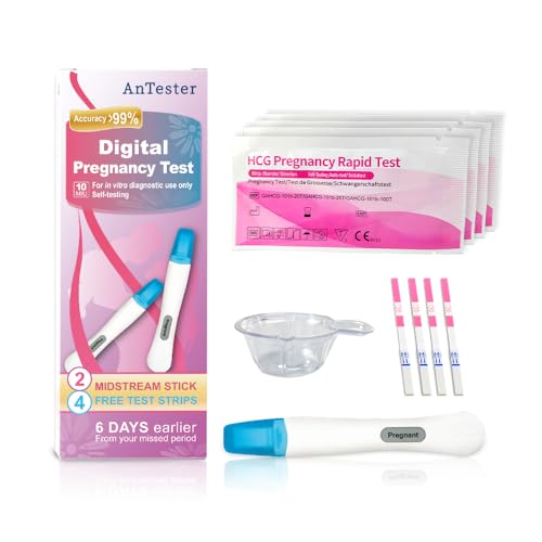 Image of 2X Early Digital Pregnancy Test Kit + 4X hcg Test Strips 10mIU /mL,at-Home Pregnancy Test Kit for Women with Easy-to-Read Results