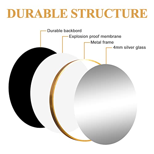 Gold Round Mirror 24 Inch, Round Bathroom Mirror With Brushed Metal Frame Large Circle Wall Mirror For Bedroom, Living Room, Vanity, Entryway Decorative Wall Mirrors (Gold, 24") #TOP4