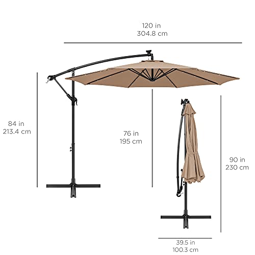 Best Choice Products SKY5708 10Ft Solar Led Offset Hanging Market Patio Umbrella thumb #6