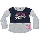 65% Polyester, 35% Baumwolle Majestic New York Yankees Mädchen 2-in-1 Langarm Top Original - grau, 13-15 Jahre