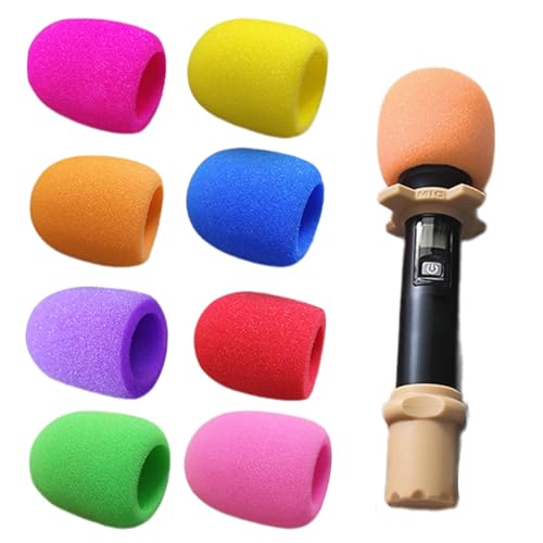 8 Pack Foam Mic Cover, Colorful Handheld Microphone Windscreen, Blocks Out Plosives Microphone Pop Foam Mic Filter, Microphone Foam Cover for KTV Stage Device Performance