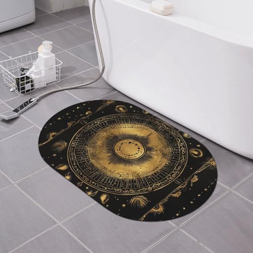 SHFJASBNUMG Alfombrilla de baño con diseño de mandala dorada, de diatomeas, antideslizante, con volumen, superabsorbente, 40 x 60 cm