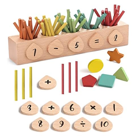 OESSUF Montessori Maths Toy - Wooden Maths Sorting Geometric Educational Play Set, Number Learning Game for 3+ Years Old Boys and Girls Cover