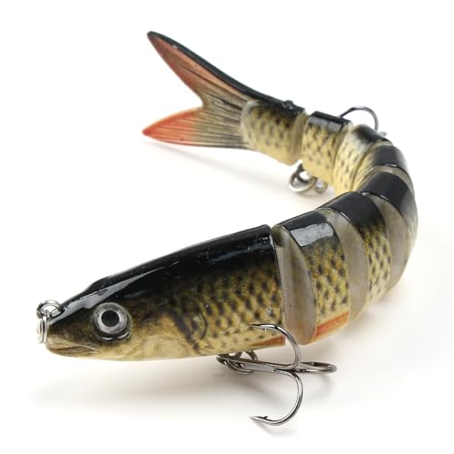 Leurres de Pêche Bioniques, Leurres de Pêche Multi Articulé Bionic à Couler Lent au Brochet, Leurre Peche Carnassier pour Bar, Perche, Truite, Appâts de Natation en Eau Douce et Salée (B)