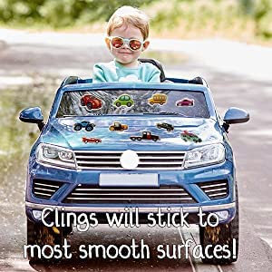 Cars Trucks & Construction Gel Window Clings For Kids - Window Stickers For Toddlers, Monster Truck Gel Clings, Window Decals Kids Jelly Reusable Sticker - Car Plane Airplane Activities (Jesplay Usa) #TOP3