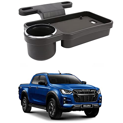 Image of Oshotto (FT-04) Foldable Car Auto Headrest Rear Back Seat Table Drink Food Cup Tray Holder Compatible with Isuzu D-Max V-Cross - Black