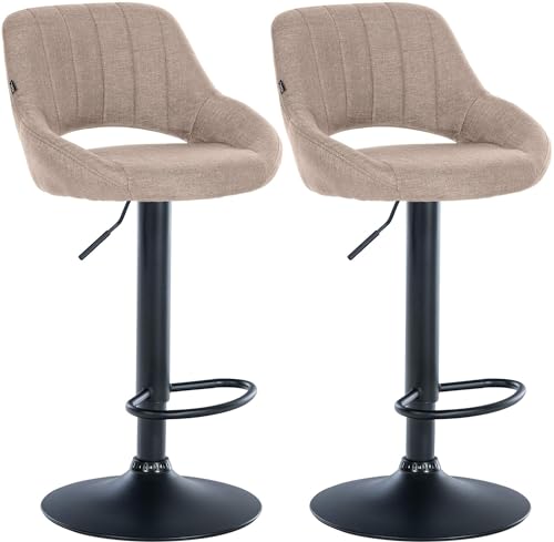 CLP Lot de 2 tabourets de Bar Milet avec revêtement Tissu I Chaise de Bar pivotante avec Dossier...