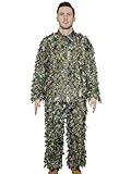 QuikCamo Mossy Oak Obsession 3D Leafy Camo Ghillie Suit - Breathable Quiet Mesh, Snaps and Zippered Pockets for Turkey Hunting L-XL (5'7' to 6'2')