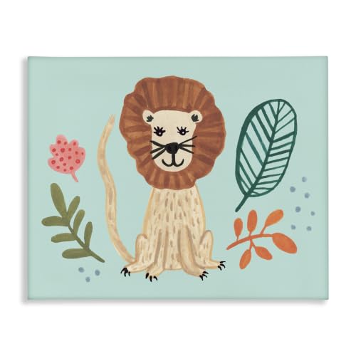 Smiling Lion Botanical Jungle, 24 x 30 Inch Canvas Wall Art