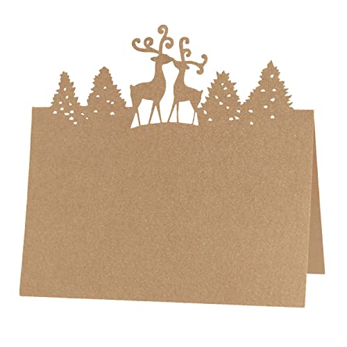 iKesoce 30 unidades de marcadores de posição de mesa de papel kraft cartões marcador de posição para Natal cartões de mesa para casamento primeira comunhão batismo