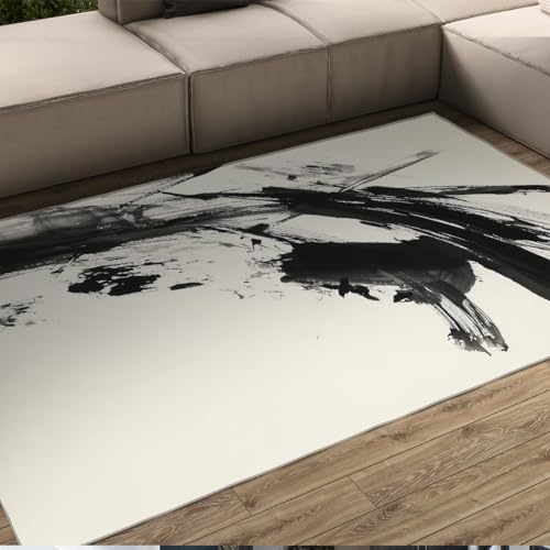 Tapis rectangulaire antidérapant de salon moderne abstrait 160x230 lavable