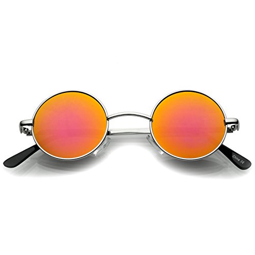 Image of zeroUV Small Retro-Vintage Style Lennon Inspired Round Metal Circle Sunglasses