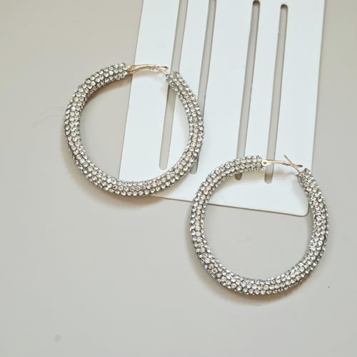 Rhinestone Hoop Earrings for Women Big Hoop Earrings Large Sparkling Hoops Statement Jewelry for Women4