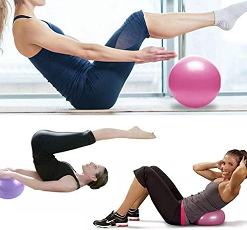 Mini Pilates 6 inch Exercise Ball for Yoga,Small Pilates Core Training and Physical Therapy, Improves Balance Home & Gym & Office with Pump(Purple)