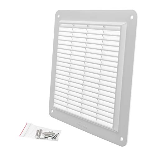 Vent Systems 10"X10" Inch Air Vent Cover - White - Air Vent Louver - Grill Cover - Built-In Insect Screen - Straight Back, Without Flange - Hvac Vents For Bathroom, Home Office, Kitchen #TOP5
