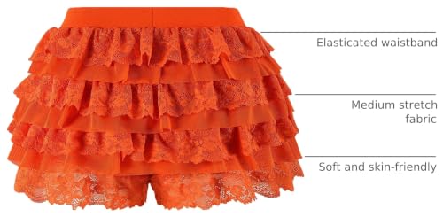 Image of Women Y2K Lace Multi-Layered Bloomers Lolita Ruffle Shorts Cute Mini Skirt | Tiered layers, elastic waist, pumpkin pants, for rave party /country concert /festival