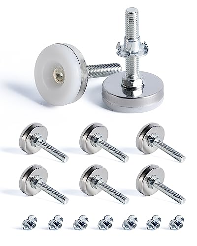 SPDYCESS 8 pcs M8 X 35MM Adjustable Levelling Feet, Screw-in Round Base Furniture Feet, Non-tilt Threaded Fixed Foot