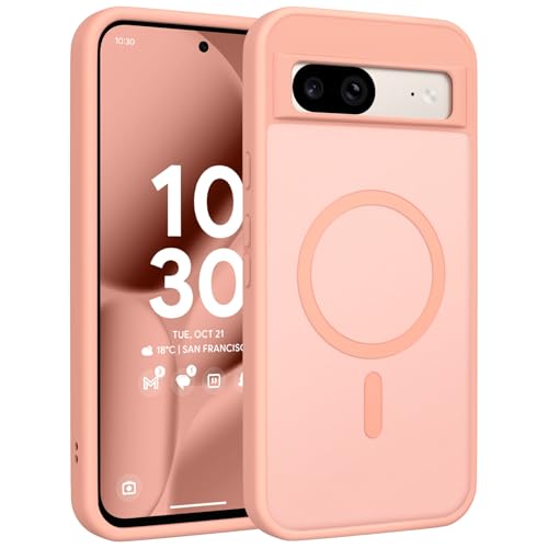 Coque Google Pixel 8A rose clair pour recharger en voiture avec MagSafe