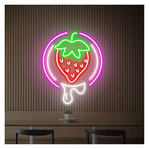 Enseigne au néon Fraise LED pour une ambiance pop de cuisine ou salon