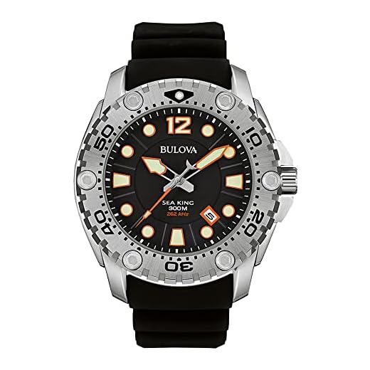 Bulova Mar King - Reloj UHF para Hombre con Esfera analógica y Correa Negra de Goma