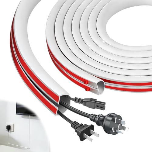ddckj Canalina Passacavi Adesiva 1.5 Meter Canale Flessibile per Cavi Elettrici Semicircolare Canalina Passacavi Muro adesiva per TV Computer muro pavimento, Bianco