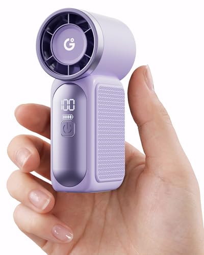 Image of Gaiatop Super Mini Portable Handheld Fan, 3.5 Inch Personal Turbo Fan, 16900 RPM 6 Speeds Strong Wind, LED Display, USB Rechargeable Battery for Travel Outdoor, Gift for Women Girl Makeup, Purple