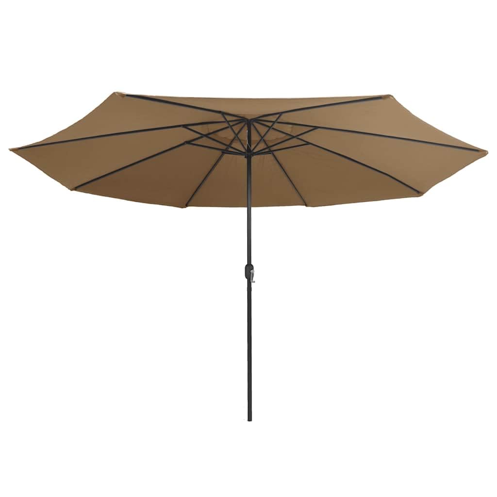 Parasol przeciwsłoneczny z metalowym masztem, kolor taupe, odporny na działanie promieni UV, wiatroszczelny, składany, balkonowy, tarasowy, z korbą, do ogrodu, na zewnątrz