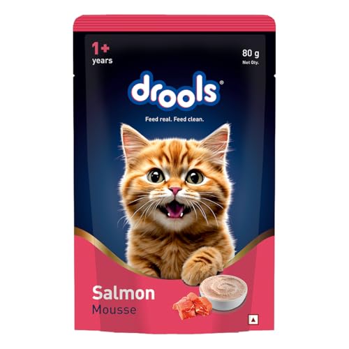 Image of Drools Adult Cat Wet Mousse 80g | Salmon | High Protein | Supports Hydration & Easy Digestion | Grain Free | No Artificial Additives | Enriched with Vitamins & Antioxidants